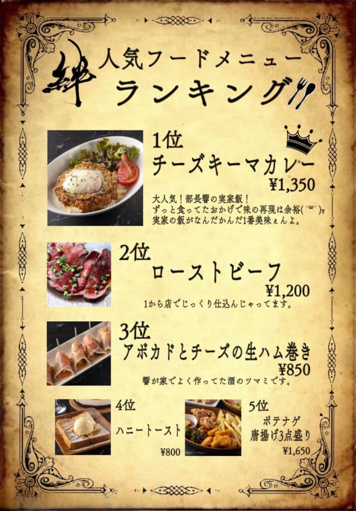 KIZUNA SHISHA & DINING BAR フードの様子